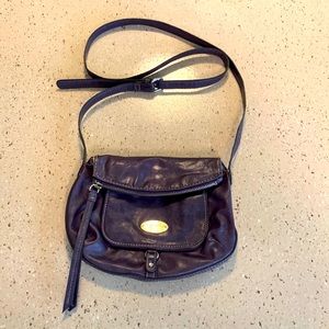 Nine West purple leather crossbody satchel